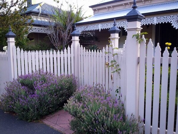Wooden fence with flower clusters creates great elegance