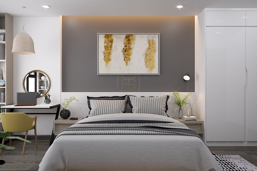 Nền phòng ngủ có nhiều loại cho bạn lựa chọn, có thể là tranh ảnh, tranh tường, giấy dán tường, gỗ ốp, vách CNC ...
