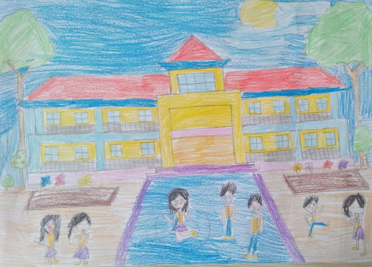 Draw a picture of a dear school roof